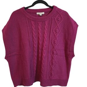 Frye Plus 2X Burgundy Pink Mixed Knit  Sweater Vest
